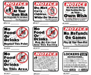 examples of skating rink signs